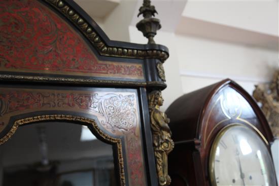 A mid 19th century French red boulle work and ebony bookcase, W.4ft 1in. D.1ft 6in. H.7ft 10in.